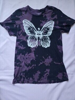 Chemistry Skeleton Butterfly Tie Dye Graphic T-Shirt Size M